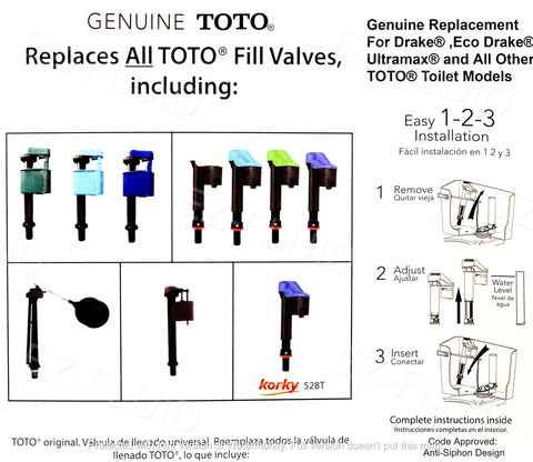 EZ-FLUID blue Toto fill valve kit compatible with TSU99A.X installations