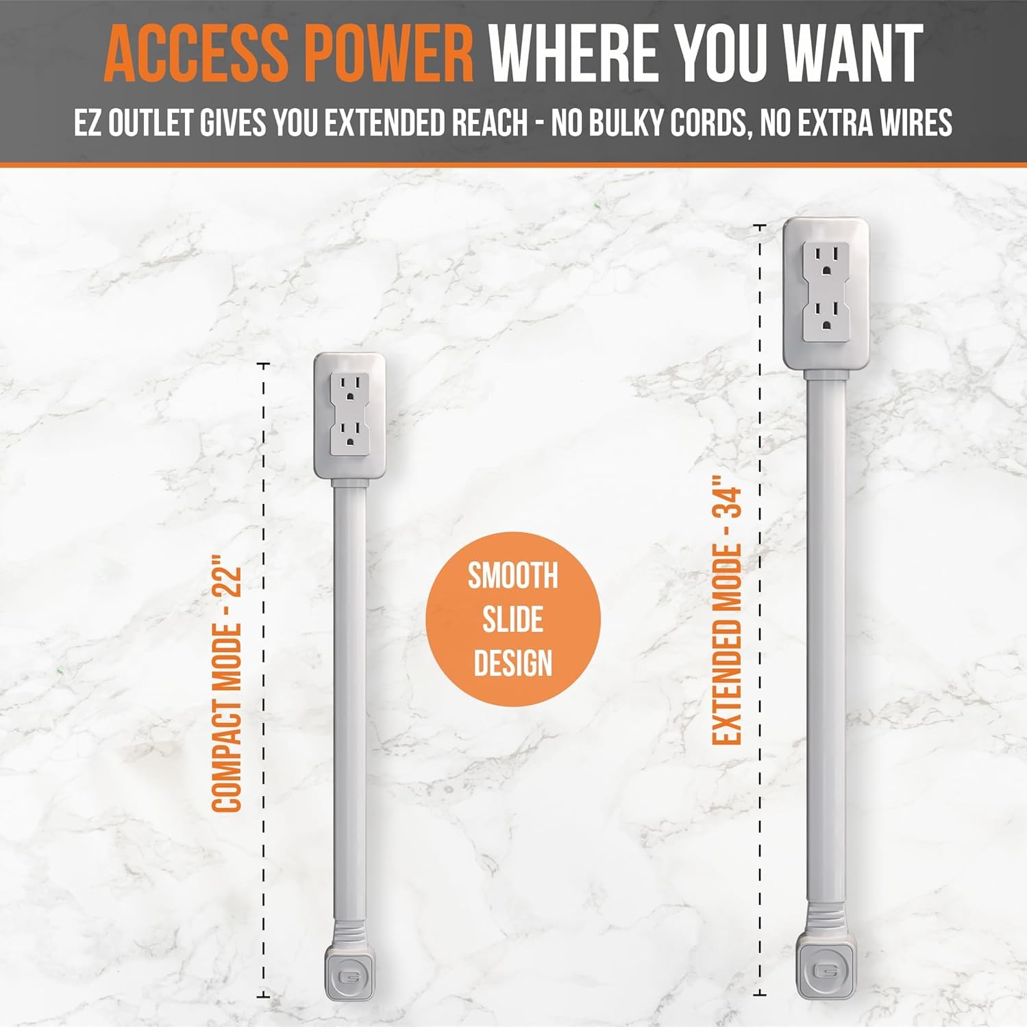 EZ Outlet dual AC outlets power multiple devices at once.