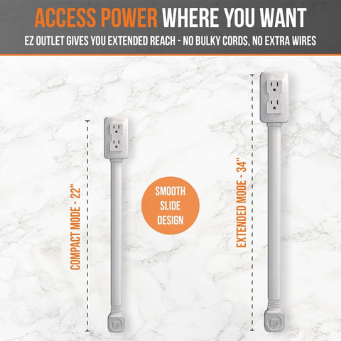 EZ Outlet dual AC outlets power multiple devices at once.