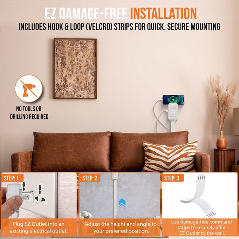 EZ Outlet top phone ledge for charging while you use it.