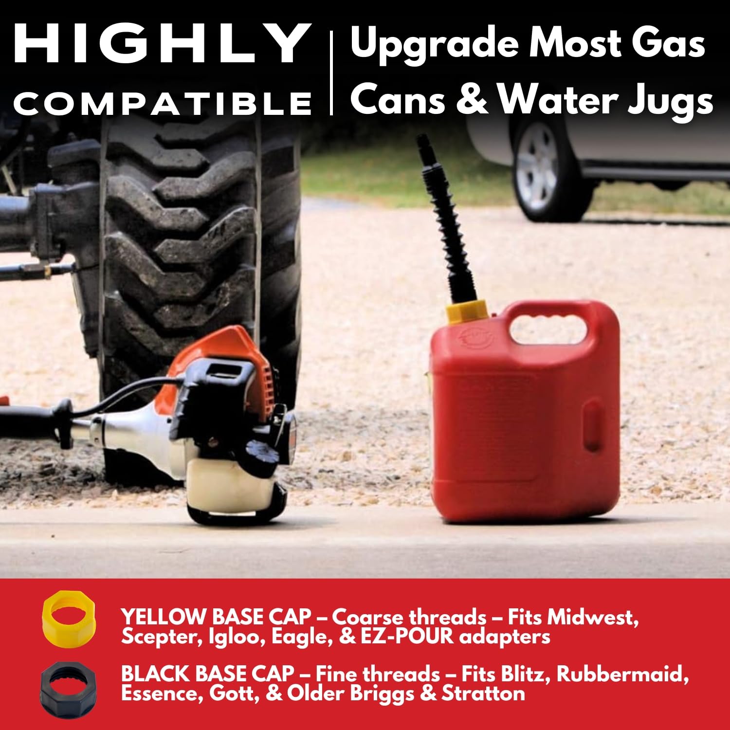 EZ-POUR black base cap with fine-thread for secure seals