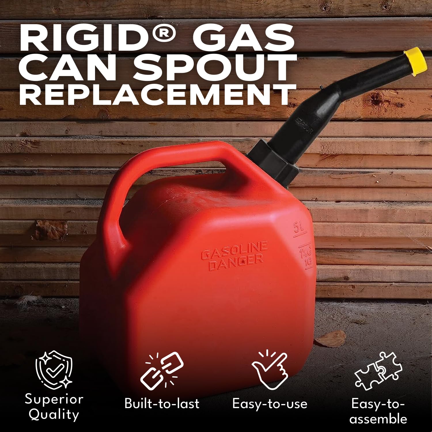 EZ-POUR spout cap with flame arrestor for safer liquid transfer.