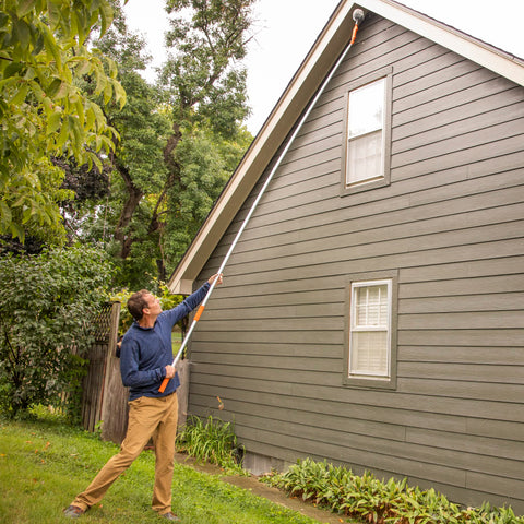 EZ SMART extension pole shows attachments compatibility for versatile use.