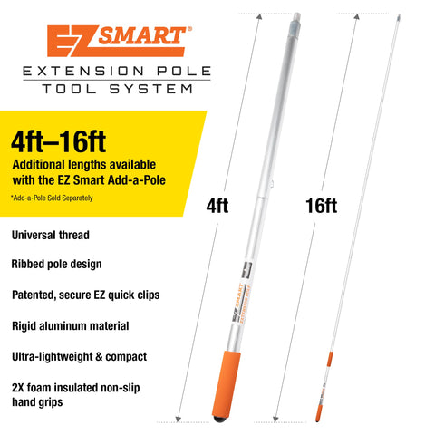 EZ SMART extension pole stored compactly for easy transport and storage.