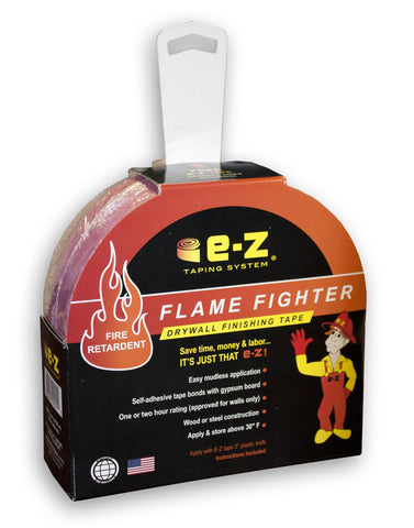 E-Z Taping System Flame Fighter tape 250ft x 1.89in for interior joints with fire-rated performance.