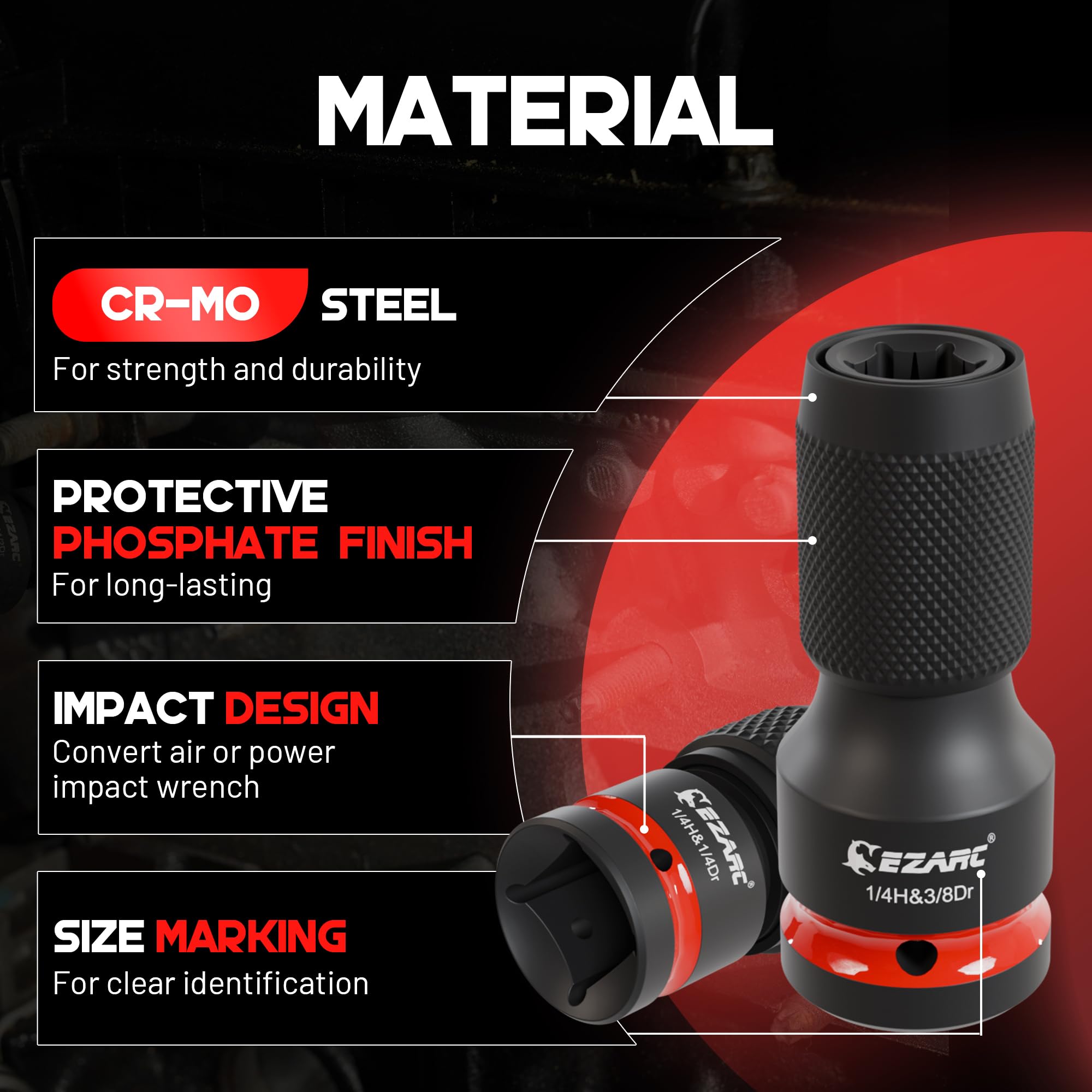 EZARC 1/4-inch hex quick-release adapter enables instant bit changes