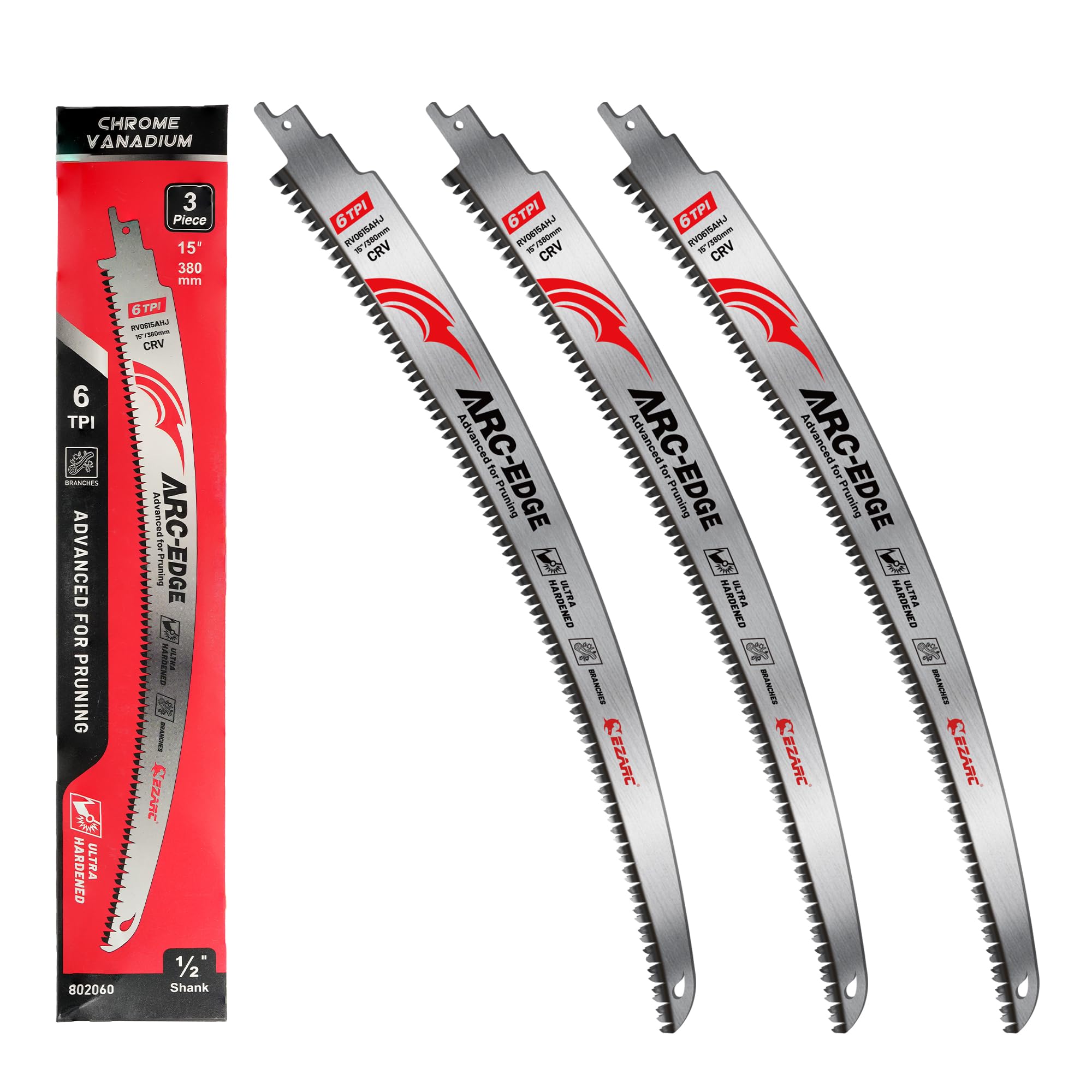 EZARC 15-inch Japanese teeth blade with arc edge for efficient pruning cuts.