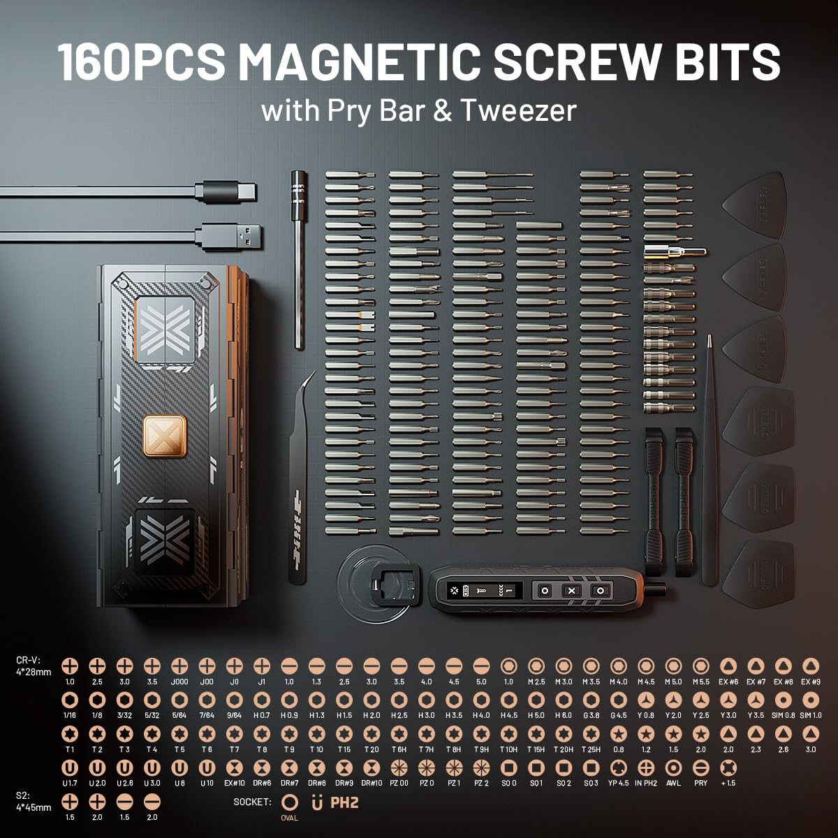 EZARC 160-bit collection neatly organized with magnetic storage for quick changes