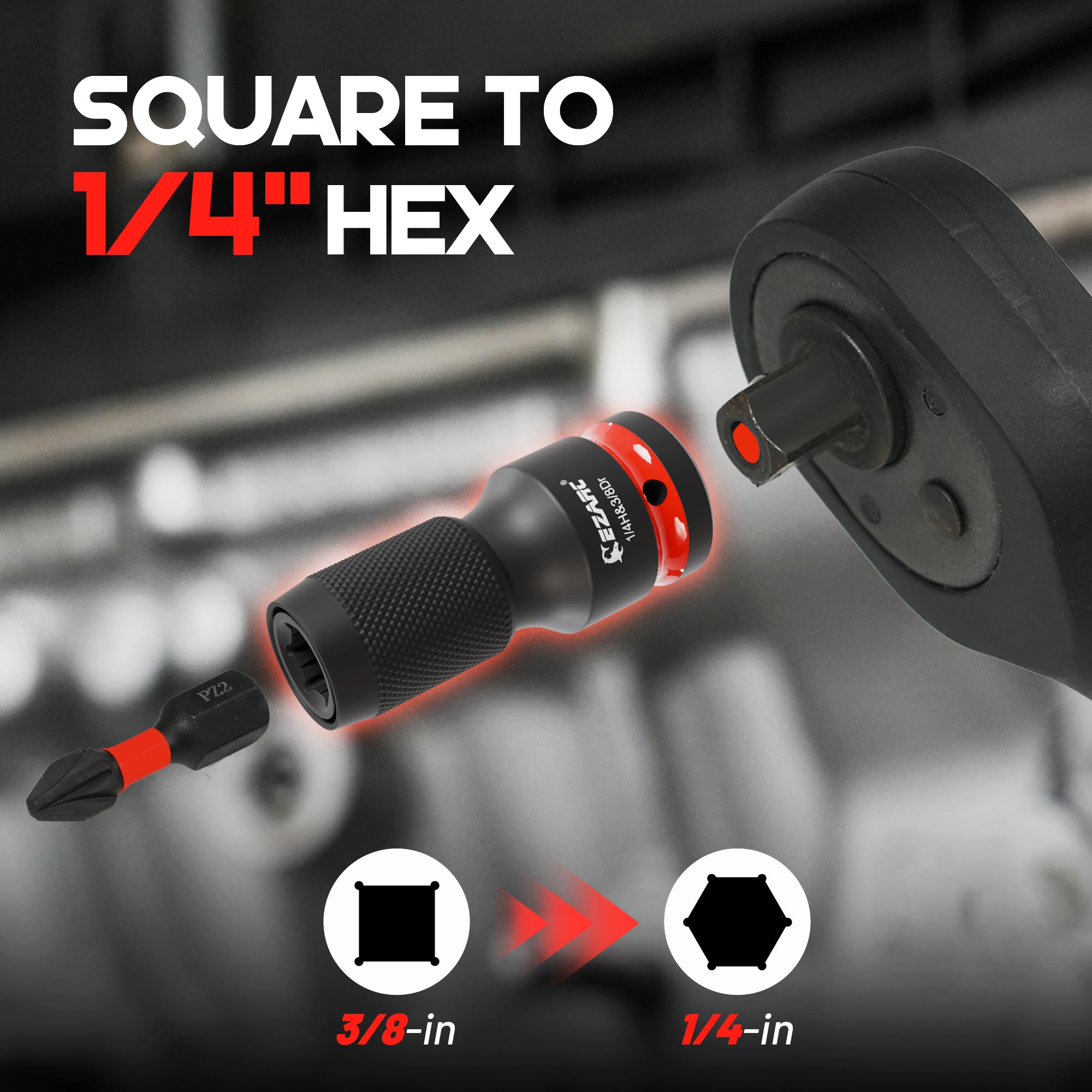 EZARC 3/8 and 1/2 inch adapters extend driving reach