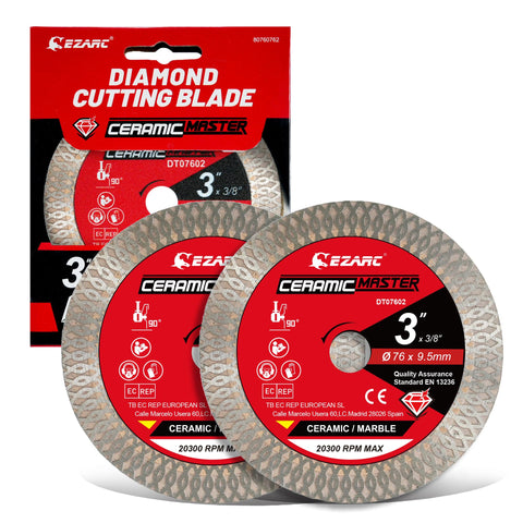 EZARC 3-Inch super thin blade cutting porcelain with chip-free precision.
