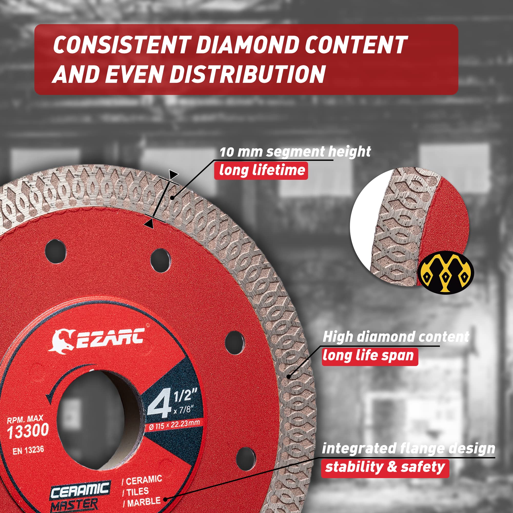 EZARC blade for granite delivers smooth, chip-free cuts.