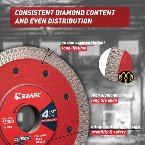 EZARC blade for granite delivers smooth, chip-free cuts.