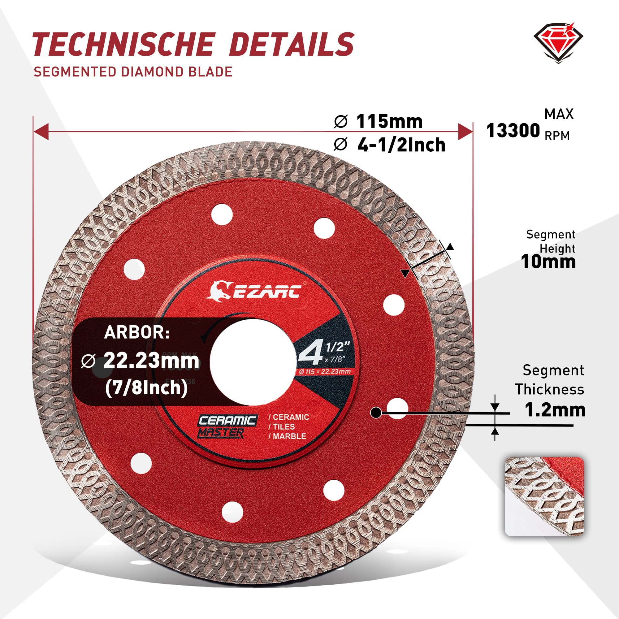 EZARC blade for marble produces clean, refined cuts.