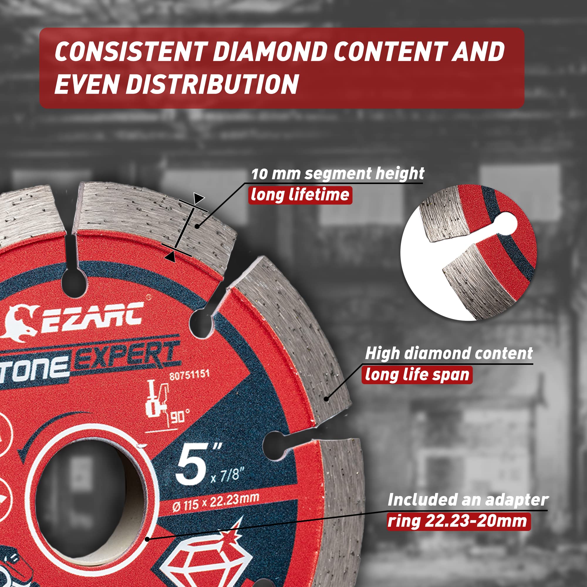 EZARC blade with cooling gaps during cutting to reduce heat and debris