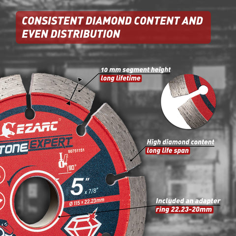EZARC blade with cooling gaps during cutting to reduce heat and debris