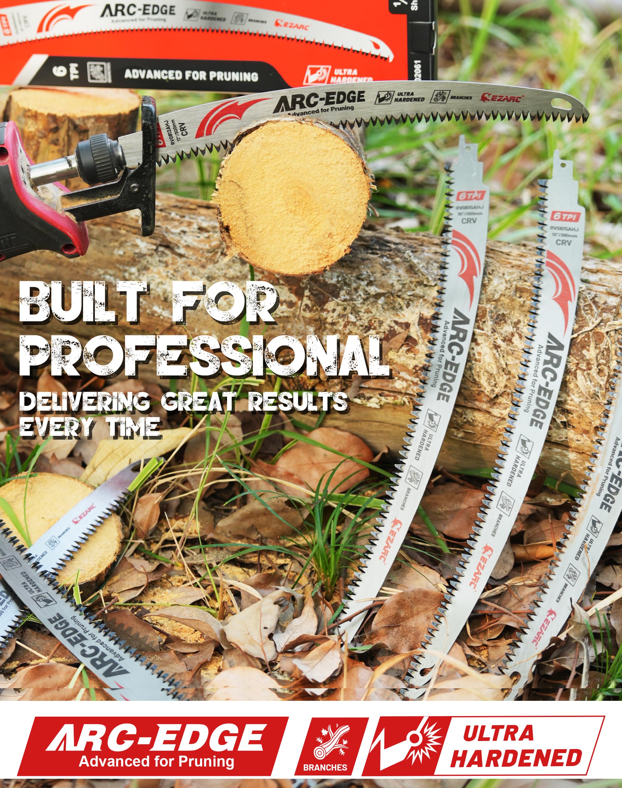 EZARC 5-piece saw blades set for versatile pruning and wood cutting tasks.