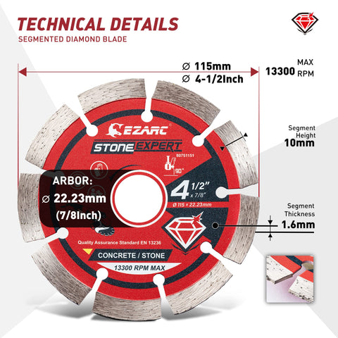EZARC 7-8 arbor diamond blade compatibility on common grinders