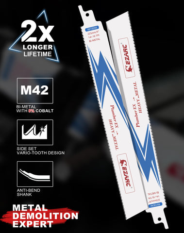 EZARC bi-metal tooth design closeup emphasizing fast, efficient metal cutting performance
