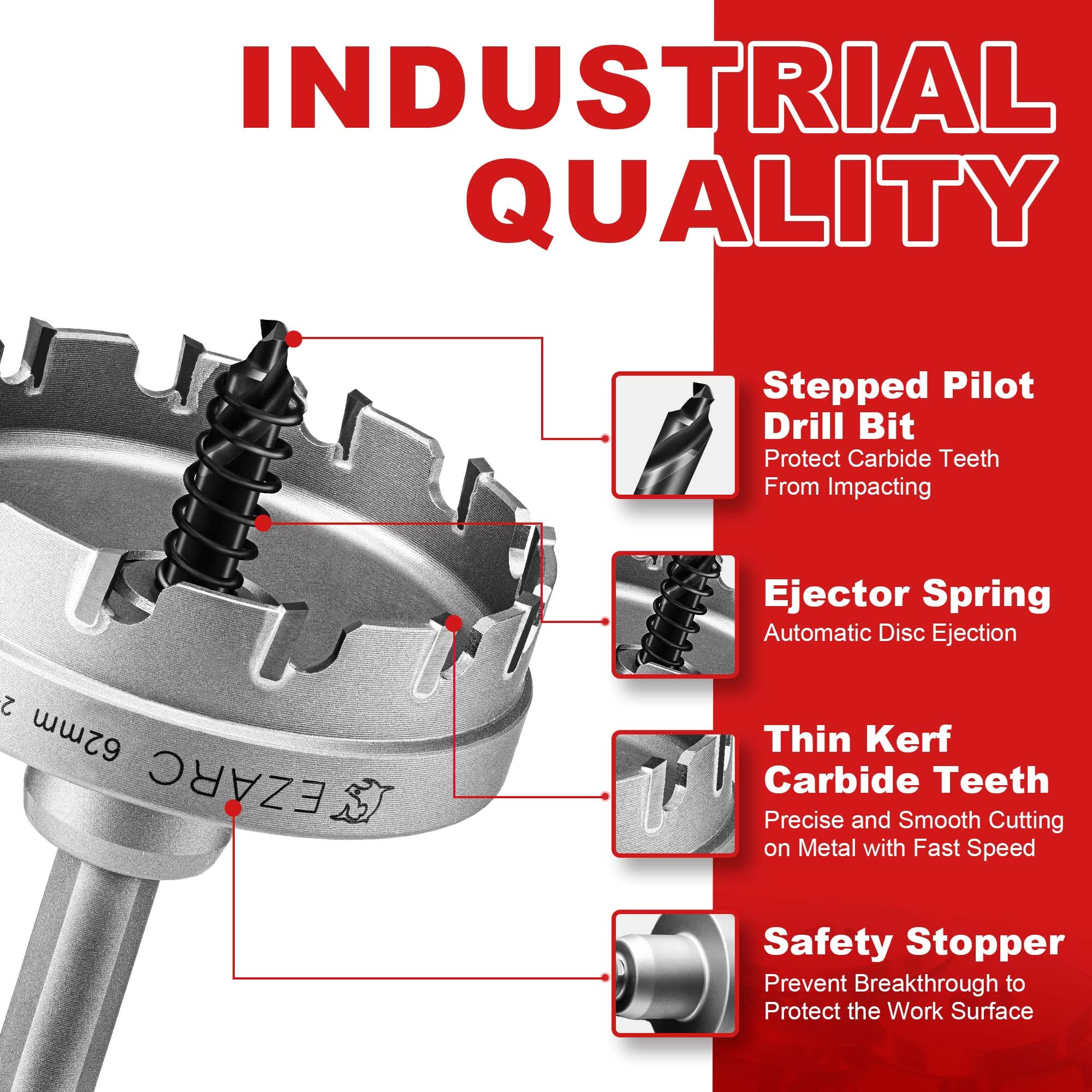 EZARC hole saw for sheet metal delivering fast drilling and plug ejection.