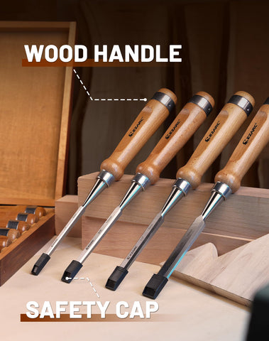 EZARC chrome-vanadium steel chisels stay sharp for clean mortises
