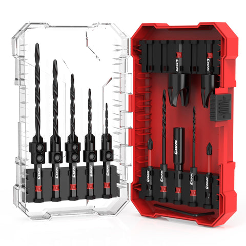 EZARC countersink drill bit set with tapered bits for clean screw seating.