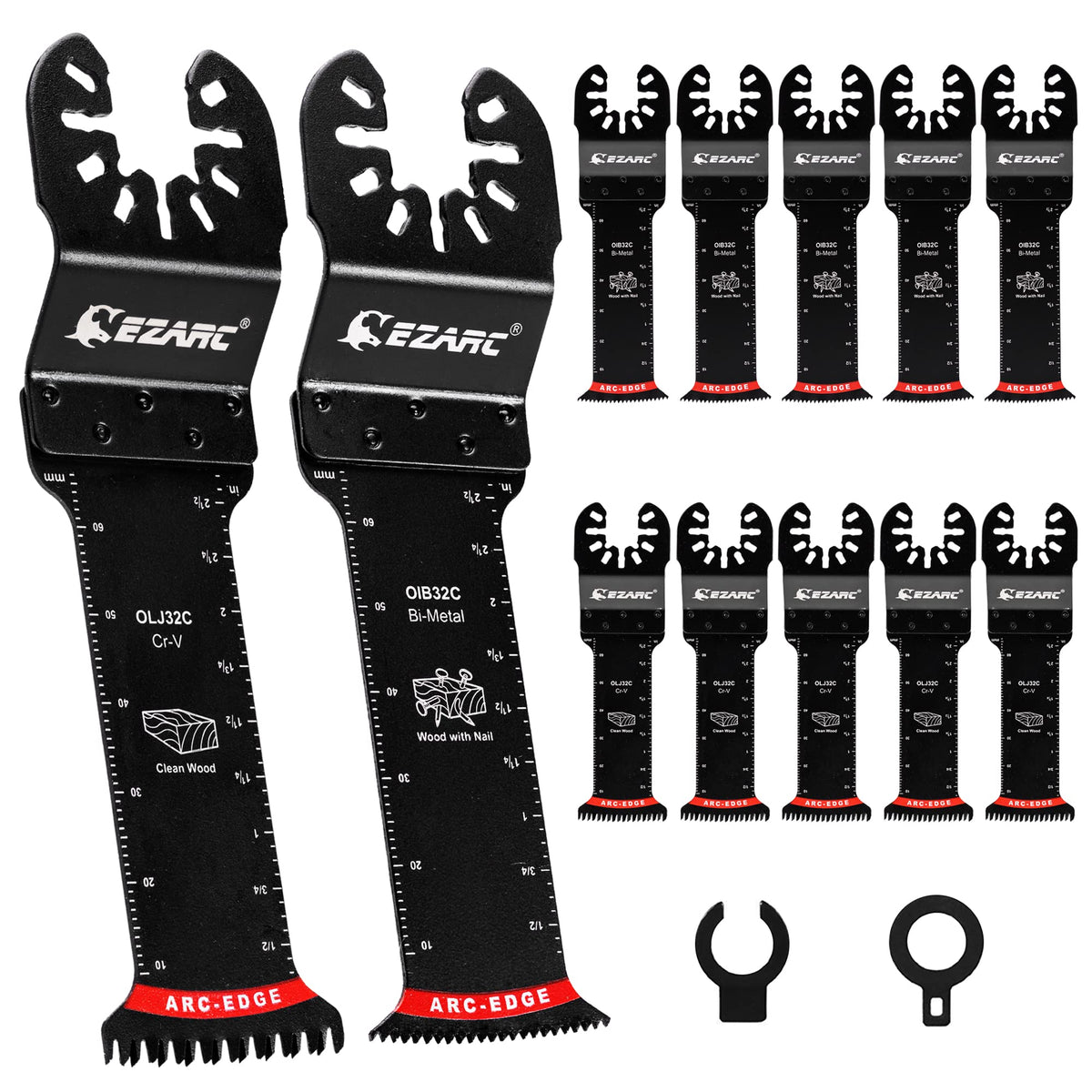 EZARC curved-tech blade edge for smoother, more accurate cuts with less vibration.