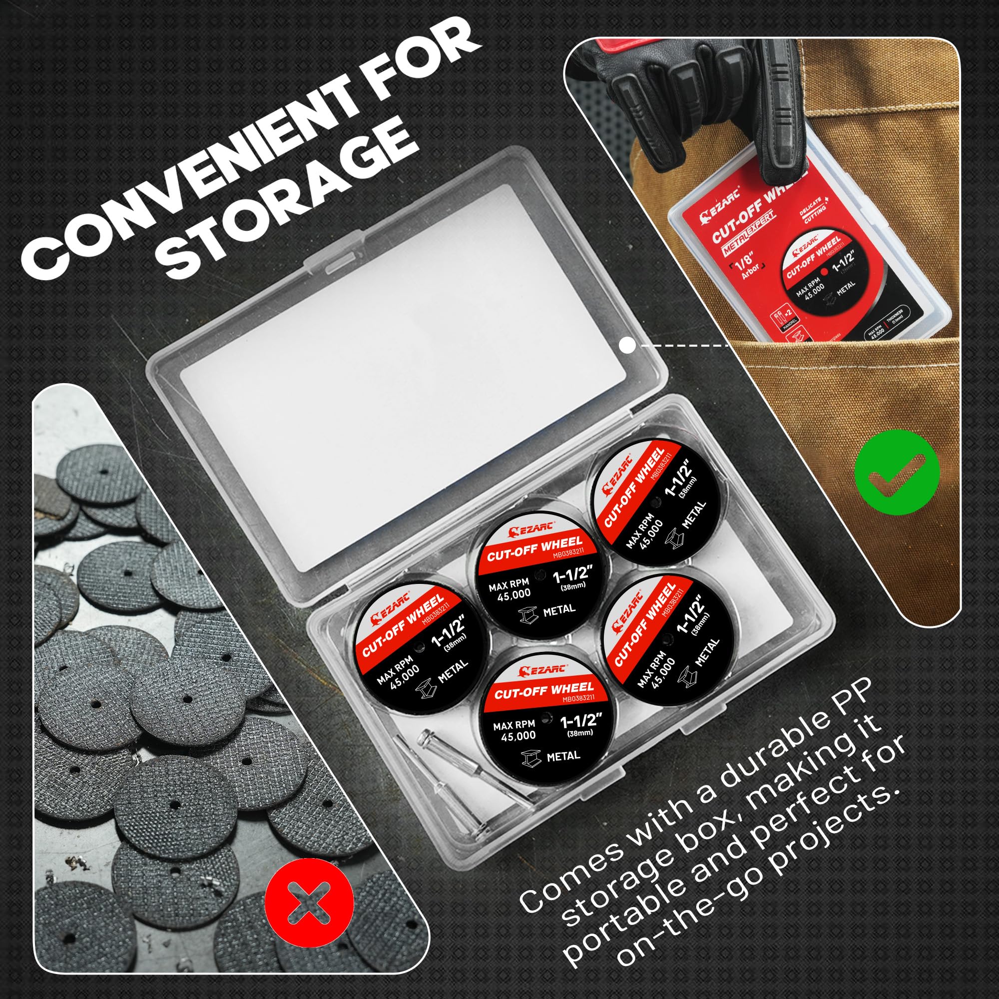 32 discs stored in a sturdy PP case for easy transport.