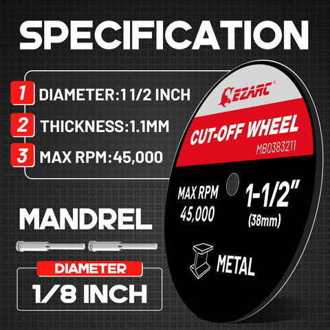 EZARC fiberglass reinforced wheel captures durable construction for tough cuts.