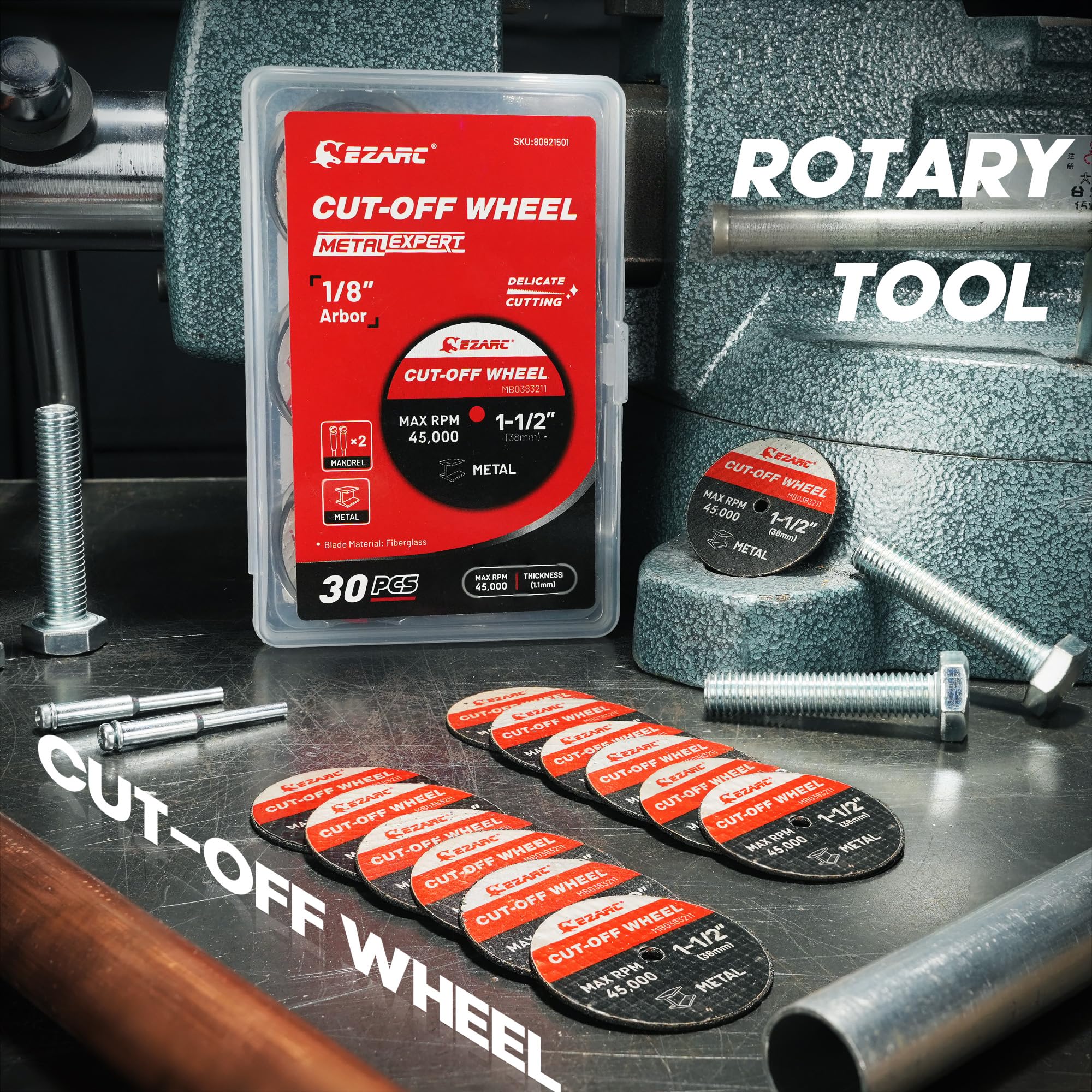 Maximum speed up to 45,000 RPM supports fast cutting.