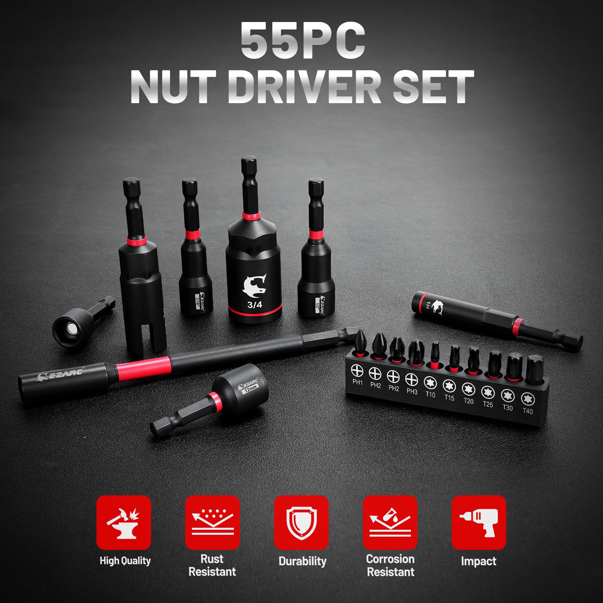 EZARC deep nut drivers designed for non-magnetic use in deep sockets