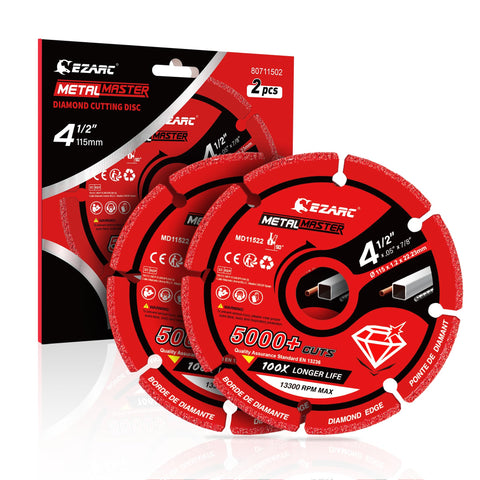 EZARC diamond cutting wheel for 4-1/2 in metal cuts with consistent diameter