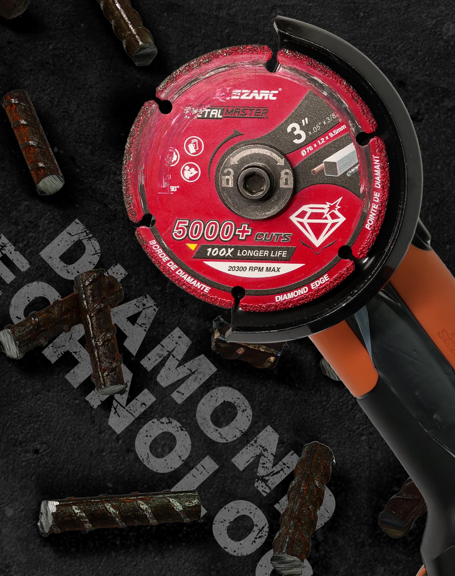 EZARC wheel maintains performance with minimal dust during metal cutting.