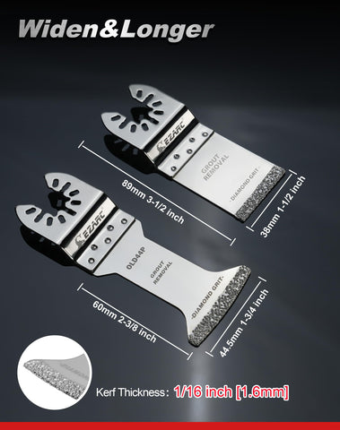 EZARC diamond oscillating blade close-up shows a precise cutting edge.