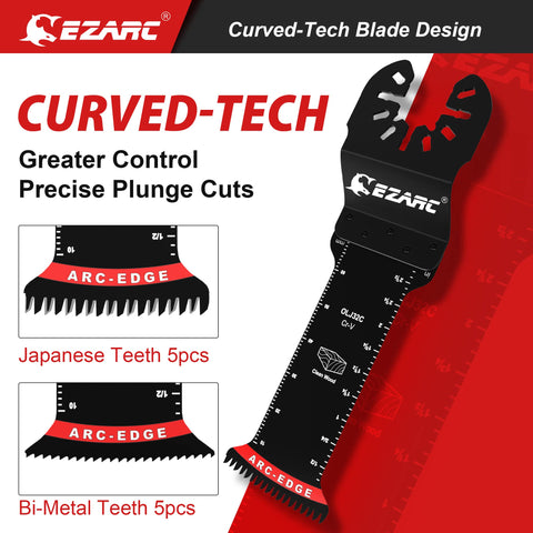 EZARC extended-reach blades for long plunge cuts in tight spaces.