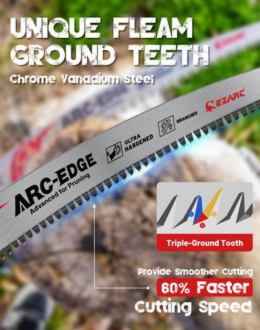 EZARC fleam-ground teeth close-up for efficient, long-lasting cuts.