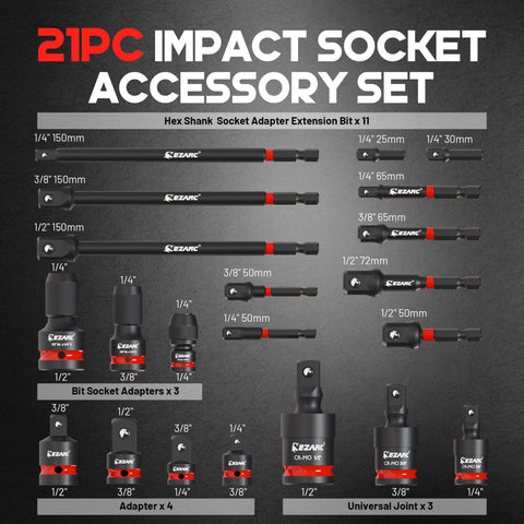 EZARC hex shank socket adapters enable versatile tool compatibility in tight spaces.