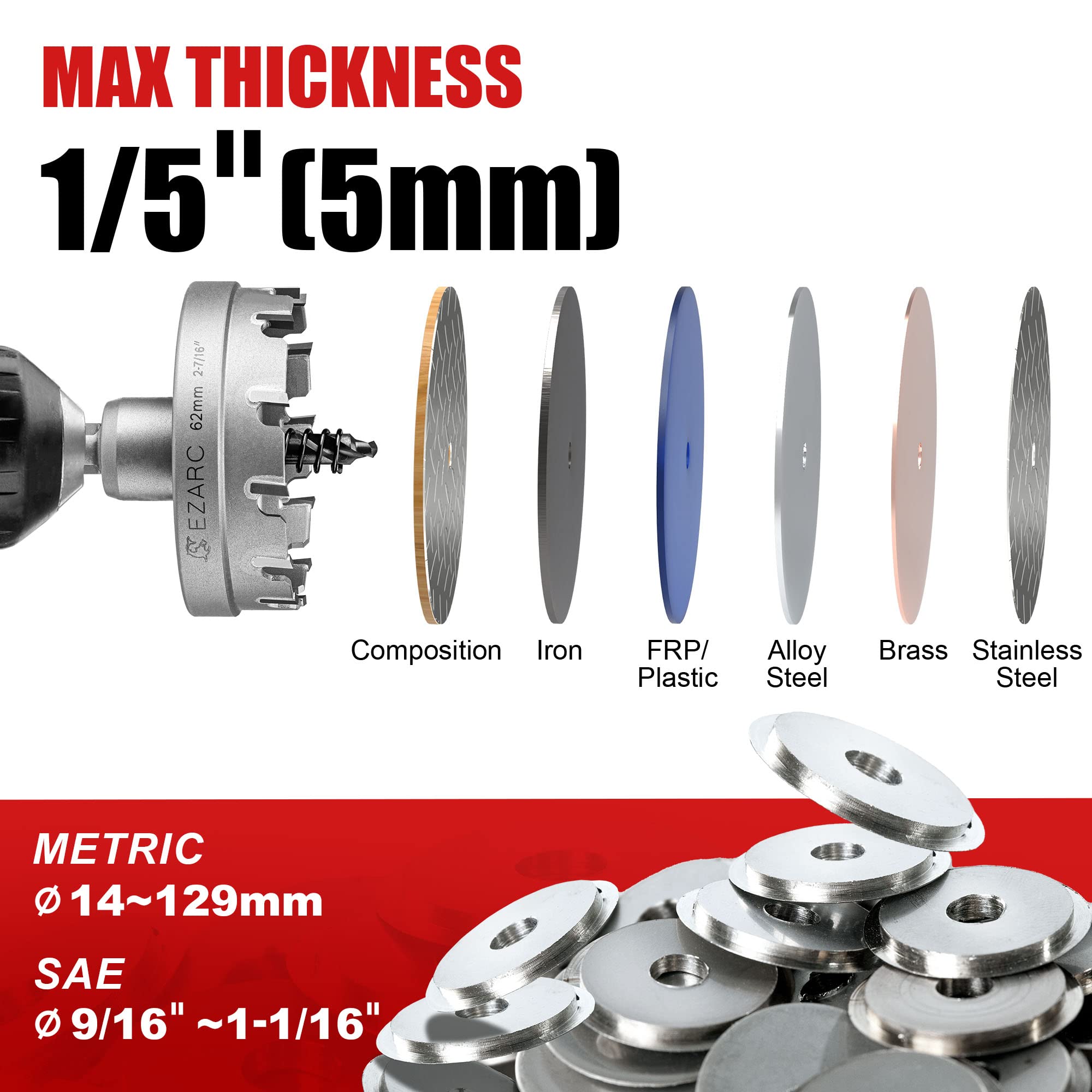 EZARC 1 inch diameter hole saw for accurate metal cuts.