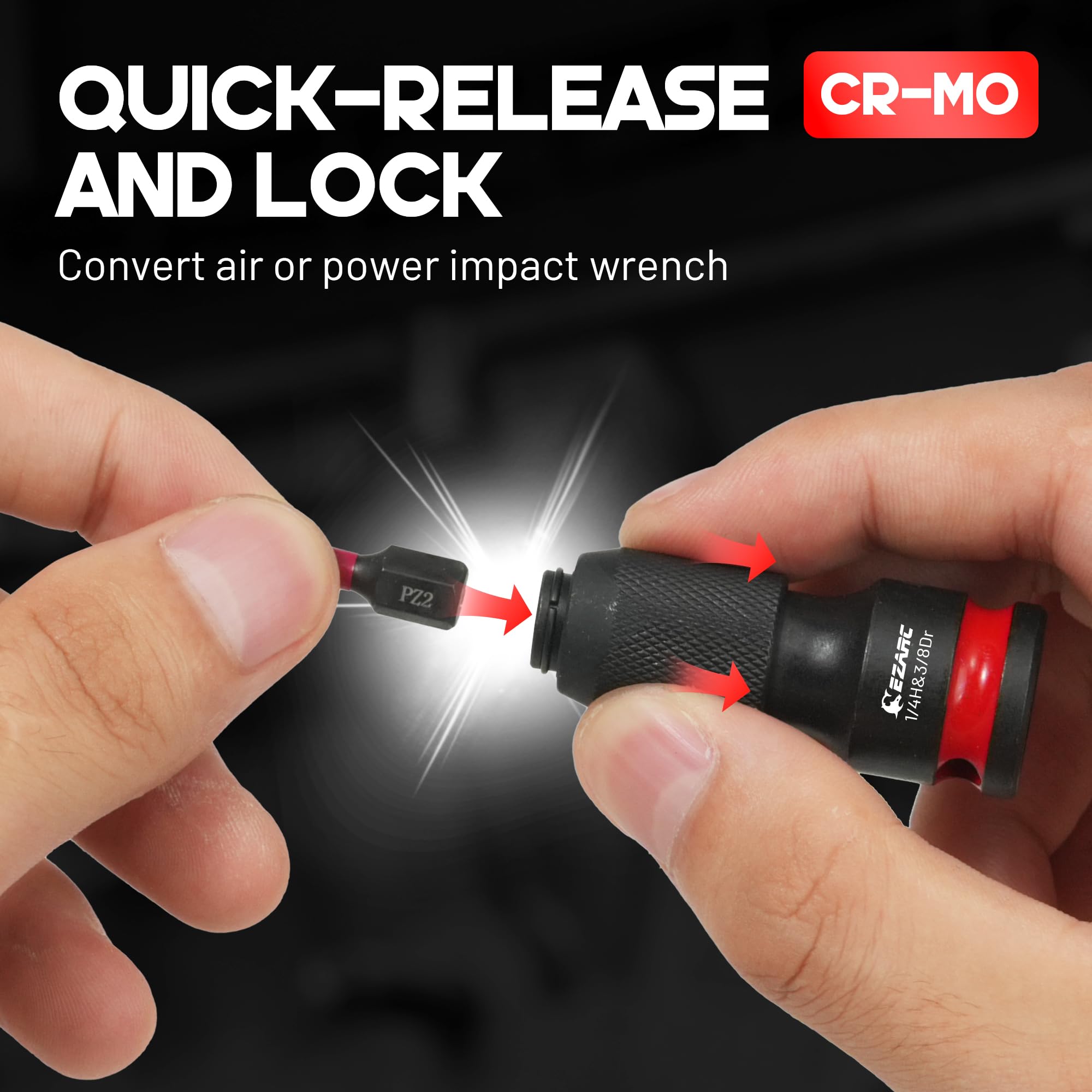 EZARC impact couplers with quick-release speed up tool changes.