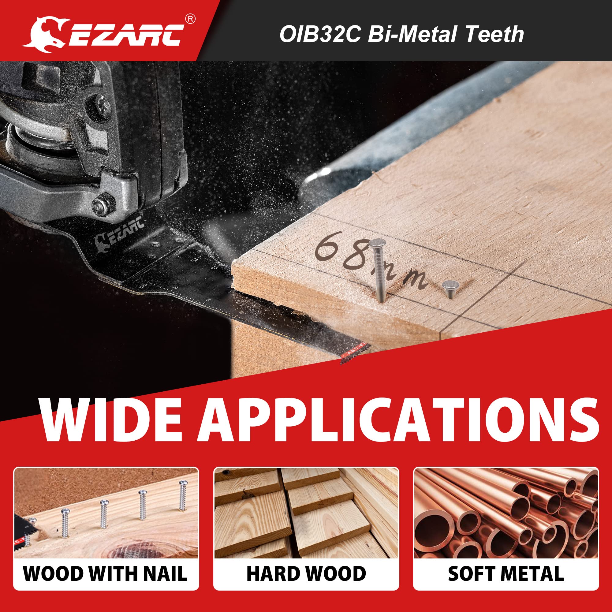 EZARC blades for soft metal, nails, and hard wood handle mixed material tasks.