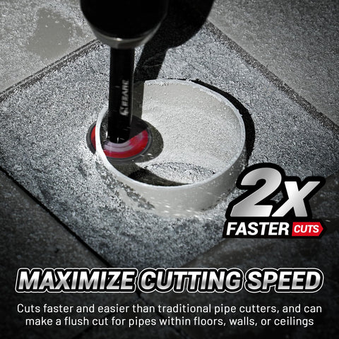 EZARC laser-etched dial gauge enables precise pipe cuts.