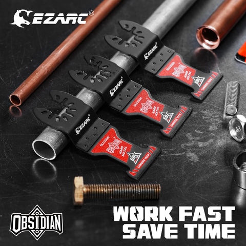 EZARC Obsidian carbide blade 3-pack ready for on-site metal work.
