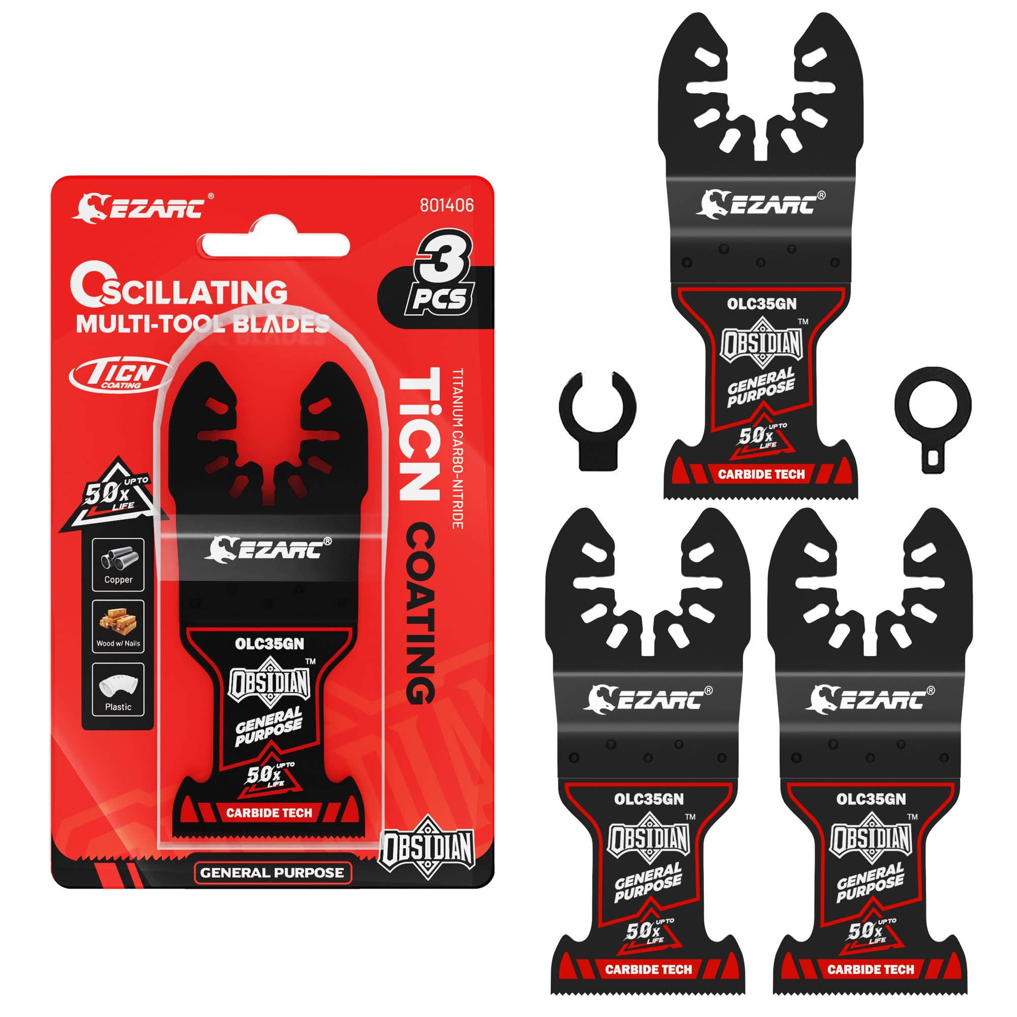 EZARC Obsidian carbide blade pack with three blades for multi-material tasks