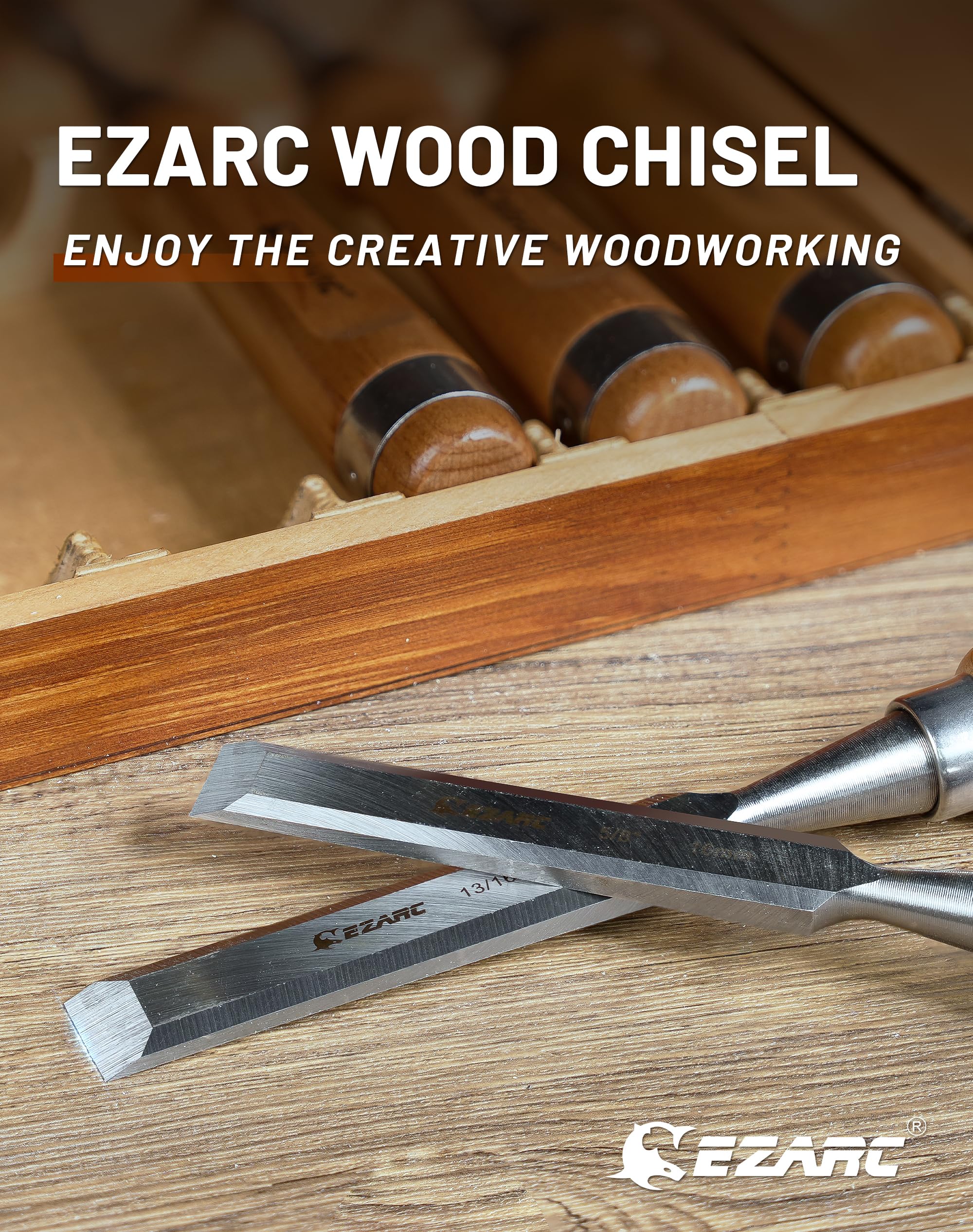 EZARC premium wooden case keeps chisels organized and protected