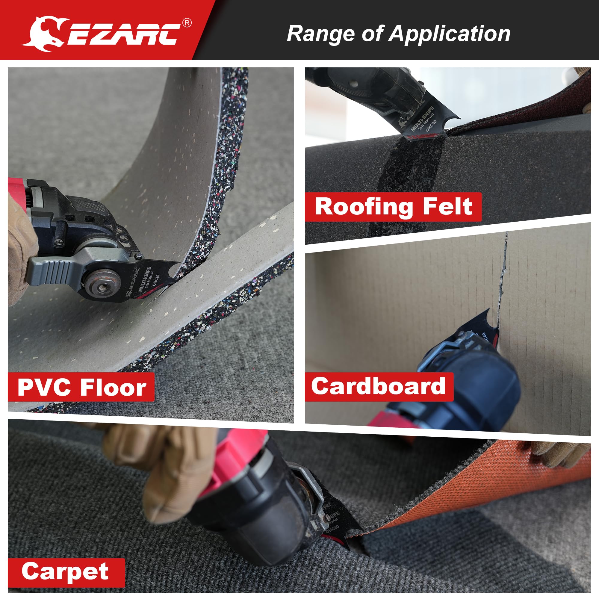 EZARC universal-interface blades fit many multitools and save switch time.