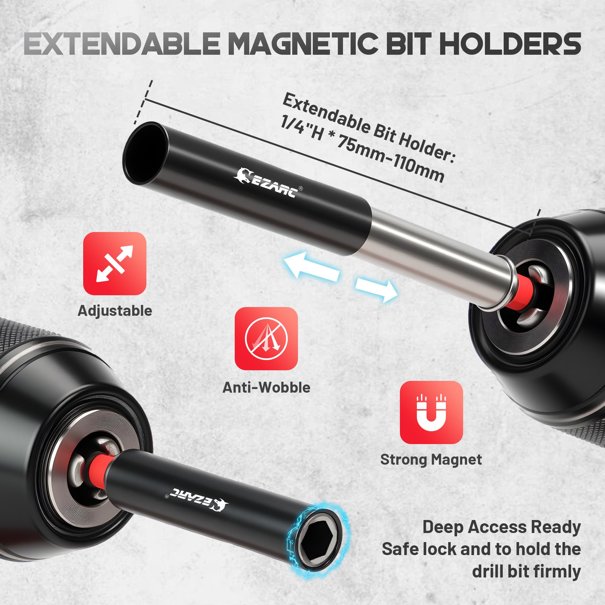 EZARC quick-release extension 150mm enables extended reach for overhead tasks