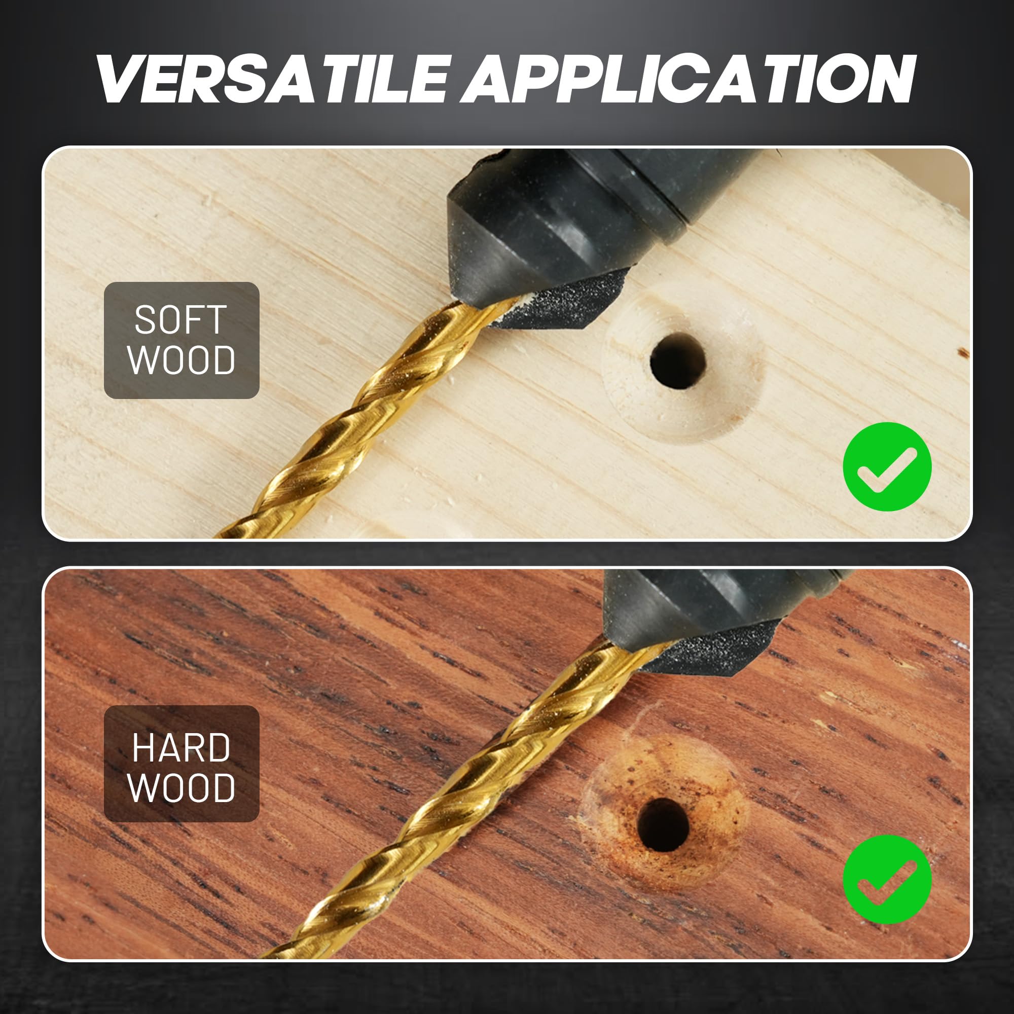 Set includes sizes from #4 to #12 for various countersinking needs.
