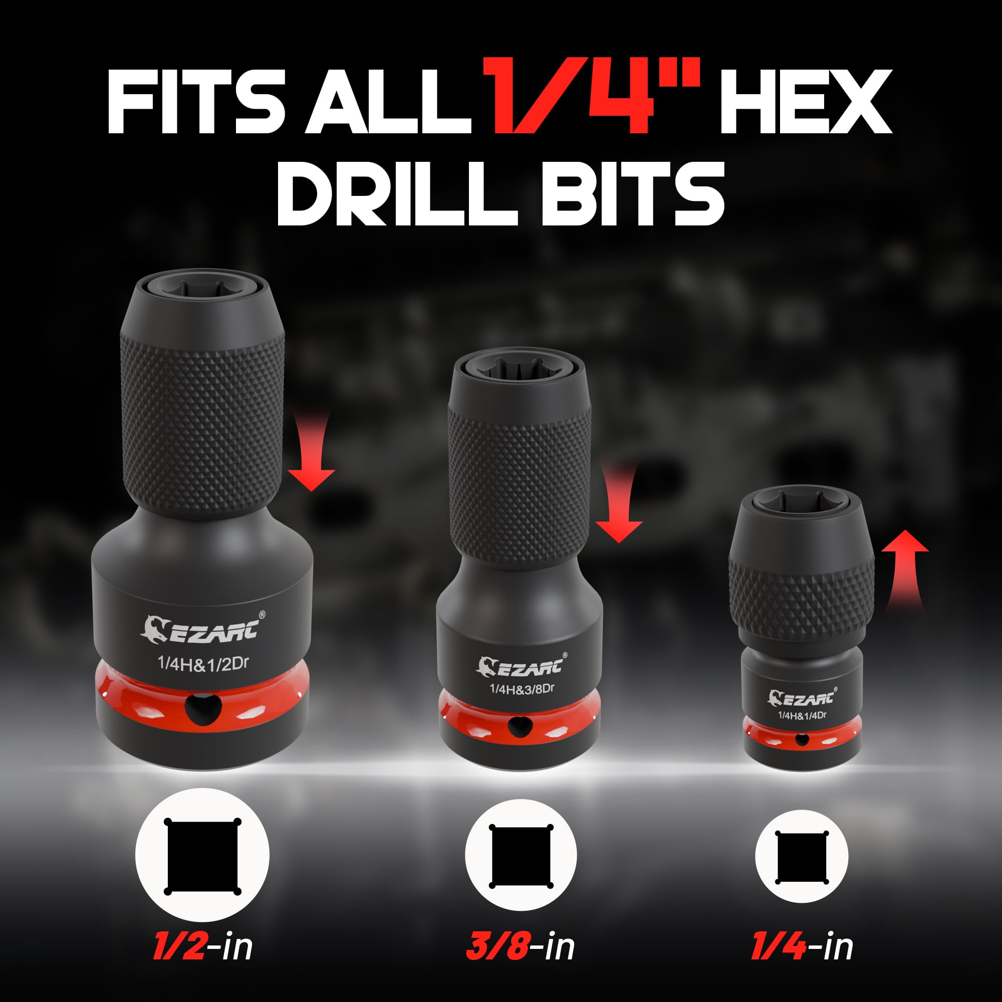 EZARC square-to-hex adapter converts tools into versatile drivers