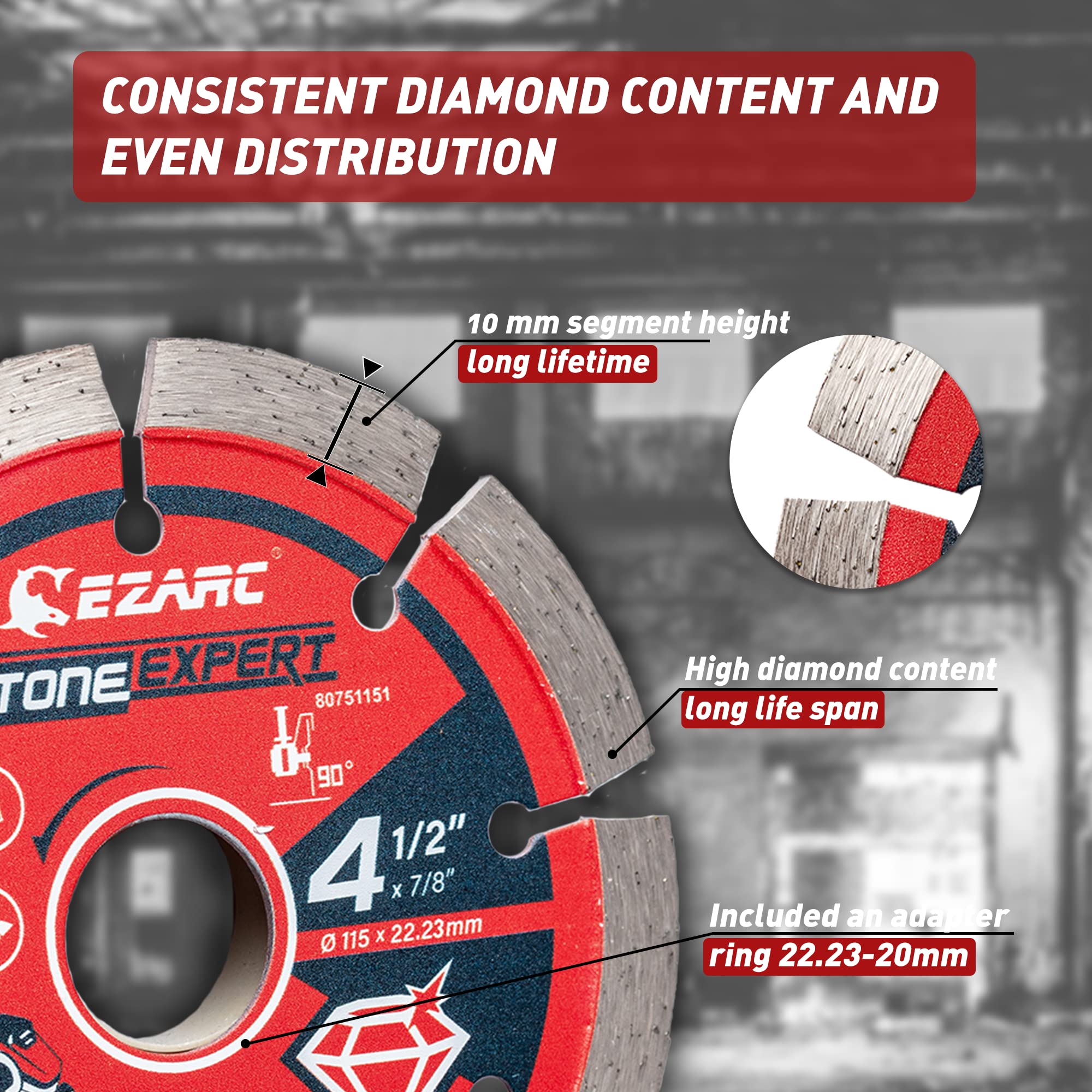 EZARC Stone Master diamond disc cooling and debris removal during stone cutting