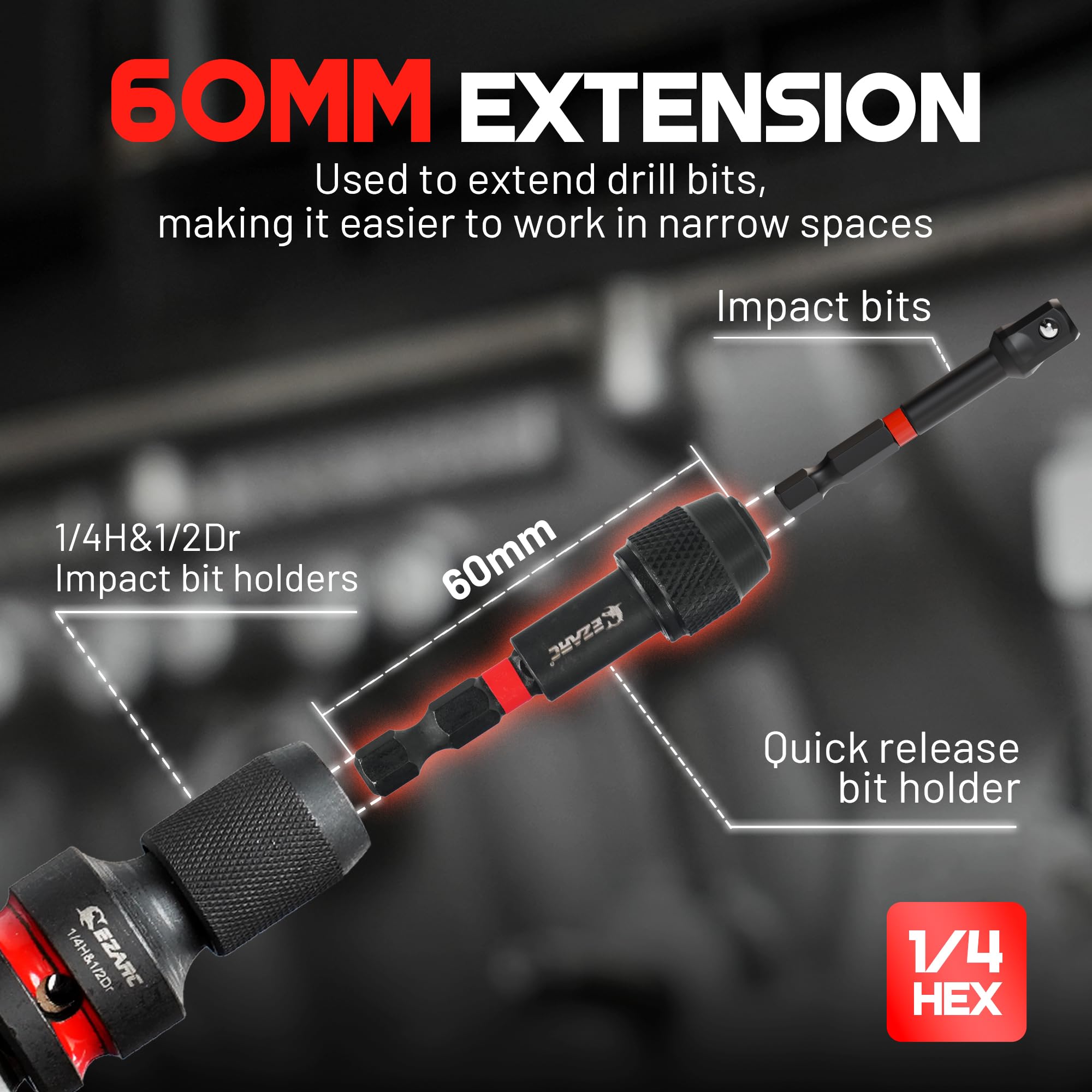 EZARC universal compatibility with impact wrenches, ratchets, and drills