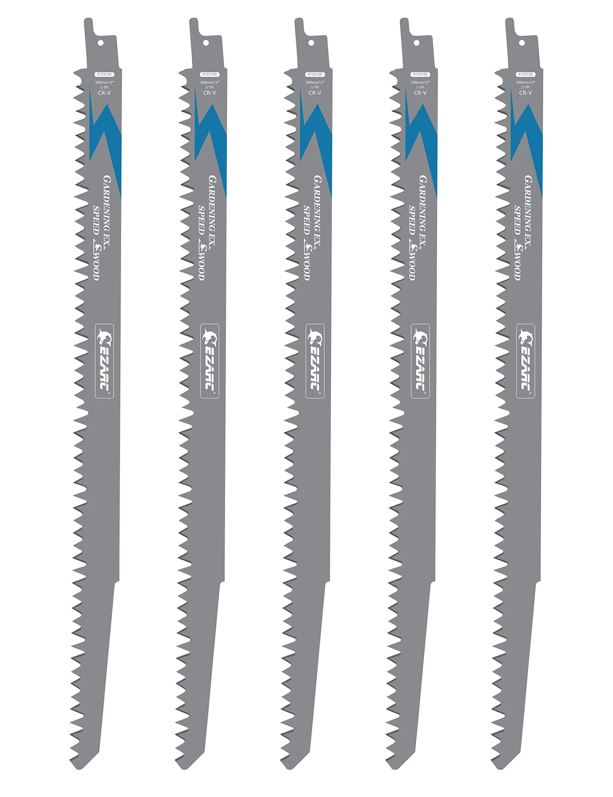 EZARC wood pruning blade close-up showing durability and fast cutting.